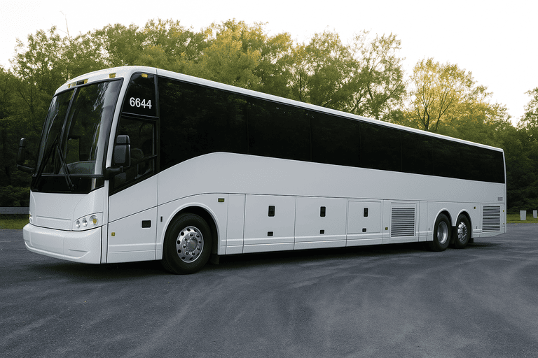 exterior of Charter Bus Rental Chicopee coach bus